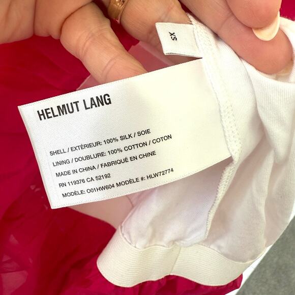 Helmut Lang Pink Draped Silk Mini Dress Asymmetrical Overlay Cotton Base XS - Picture 5 of 8